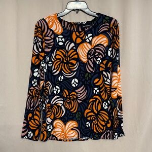Marimekko Amalia Torstai Long Sleeve Top, Suze 38, US M, Color Navy/Oran/Pink/Wt